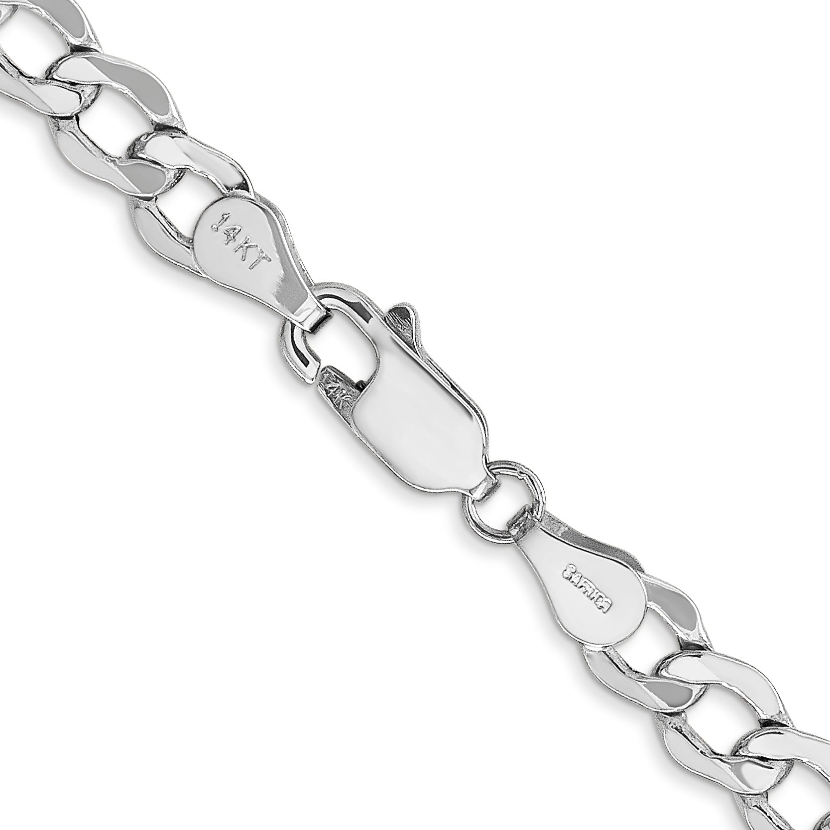 14K White Gold 26 inch 5.25mm Semi-Solid Curb with Lobster Clasp Chain