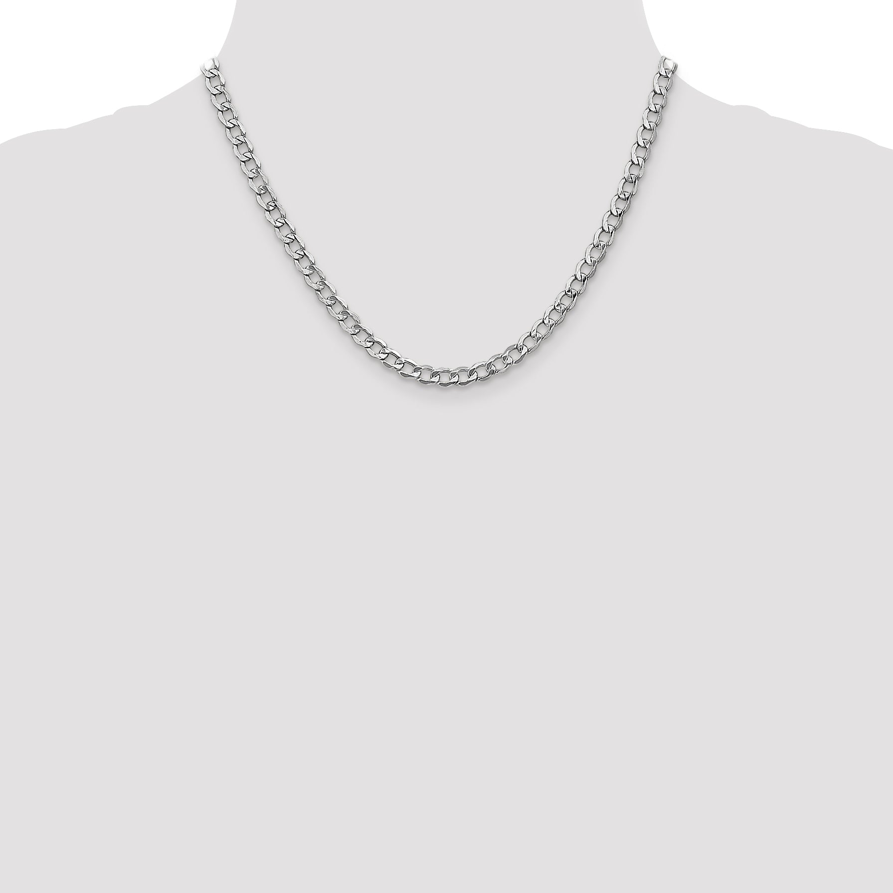 5.25mm 14K White Gold Curb Chain - Sophia Jewelers