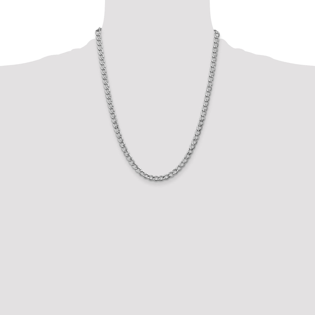 14K White Gold Curb Chain Necklace 5.25mm