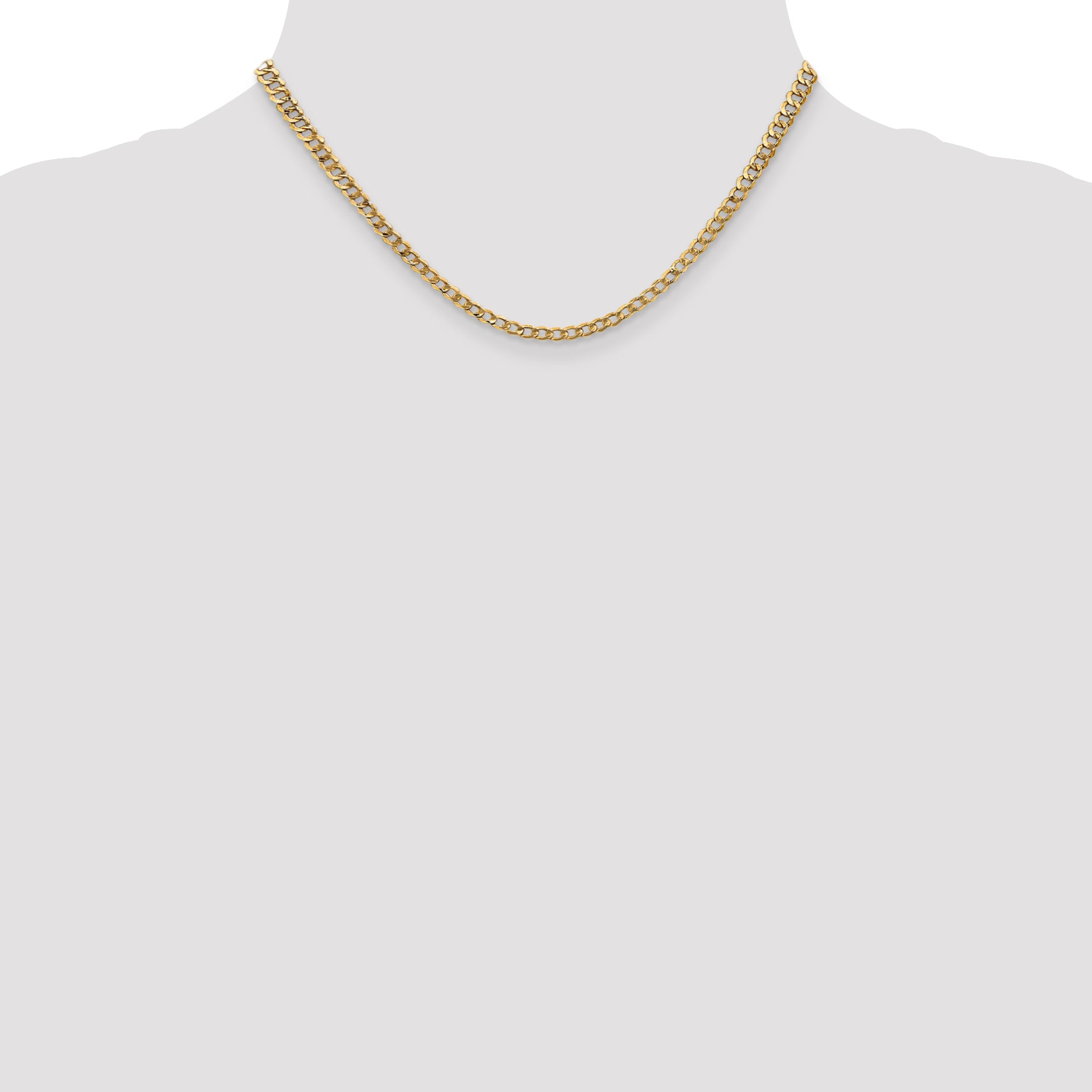 3.35mm 14K Yellow Gold Curb Chain - Sophia Jewelers