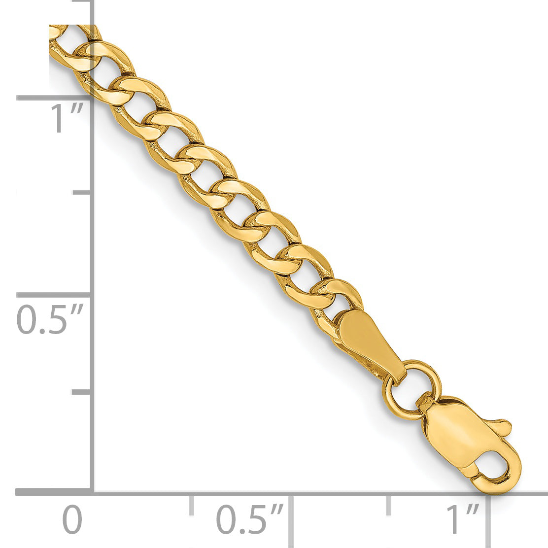 14K Yellow Gold Curb Chain Necklace 3.35mm