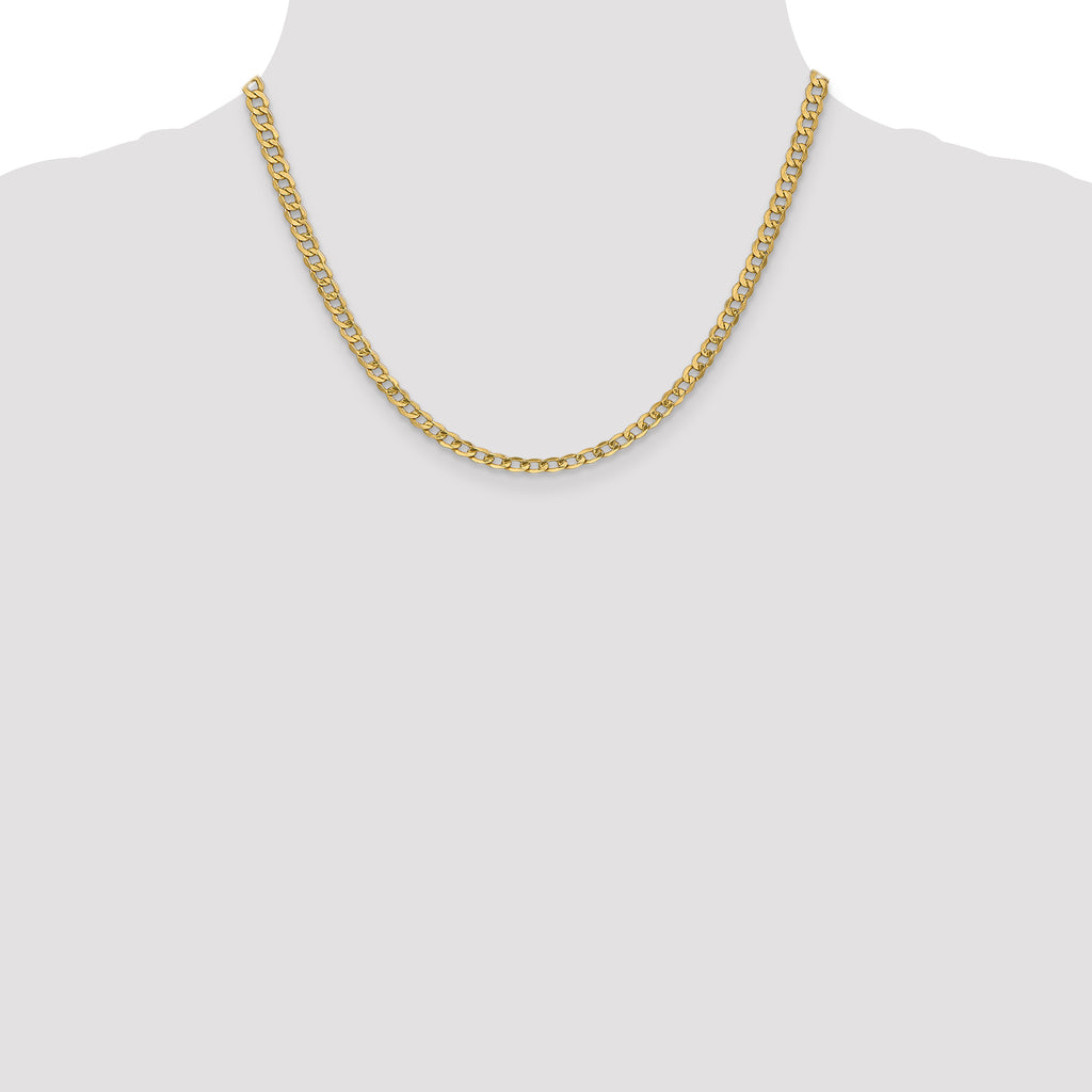 14K 18 inch 4.3mm Semi-Solid Curb with Lobster Clasp Chain