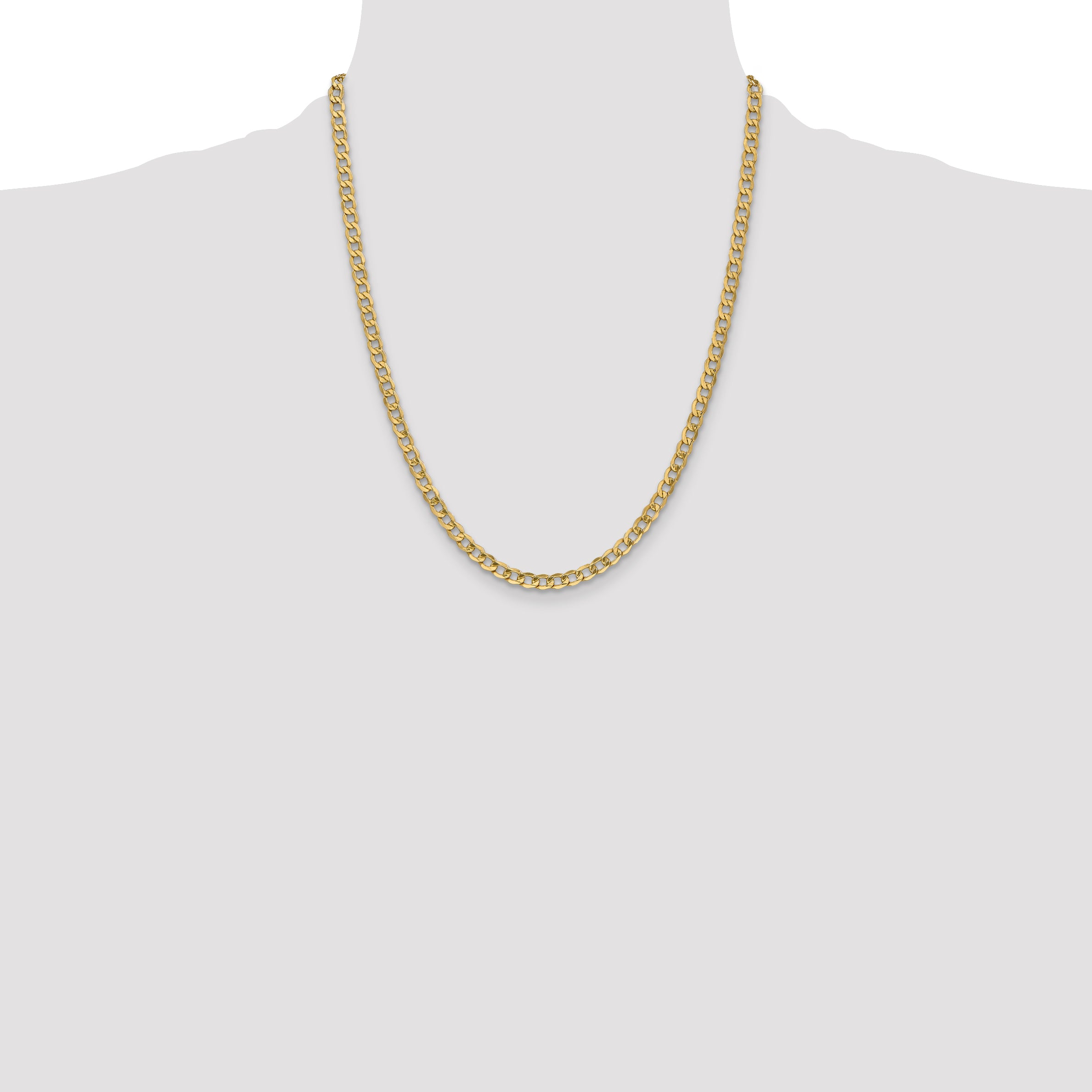 14K 22 inch 4.3mm Semi-Solid Curb with Lobster Clasp Chain