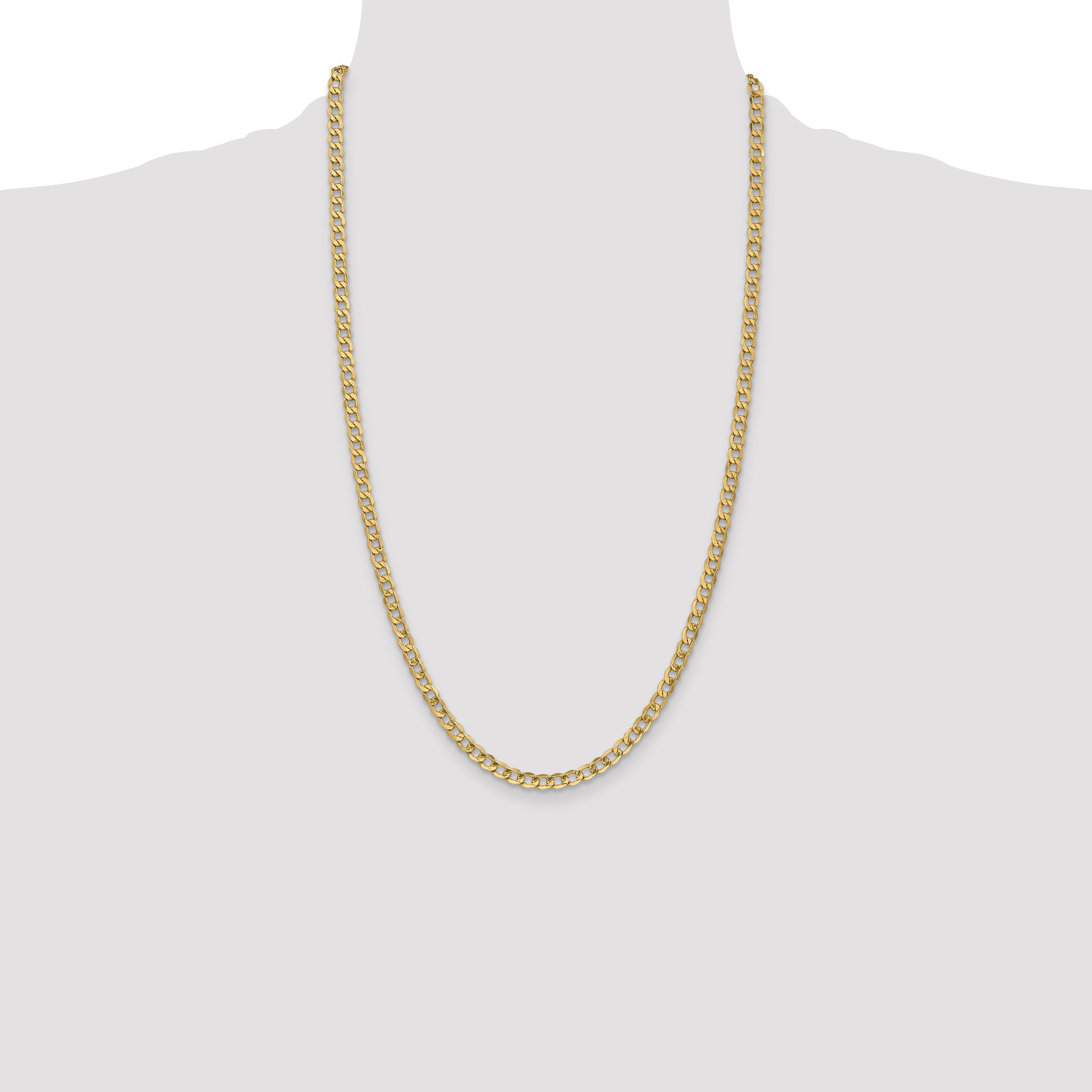 14K 26 inch 4.3mm Semi-Solid Curb with Lobster Clasp Chain