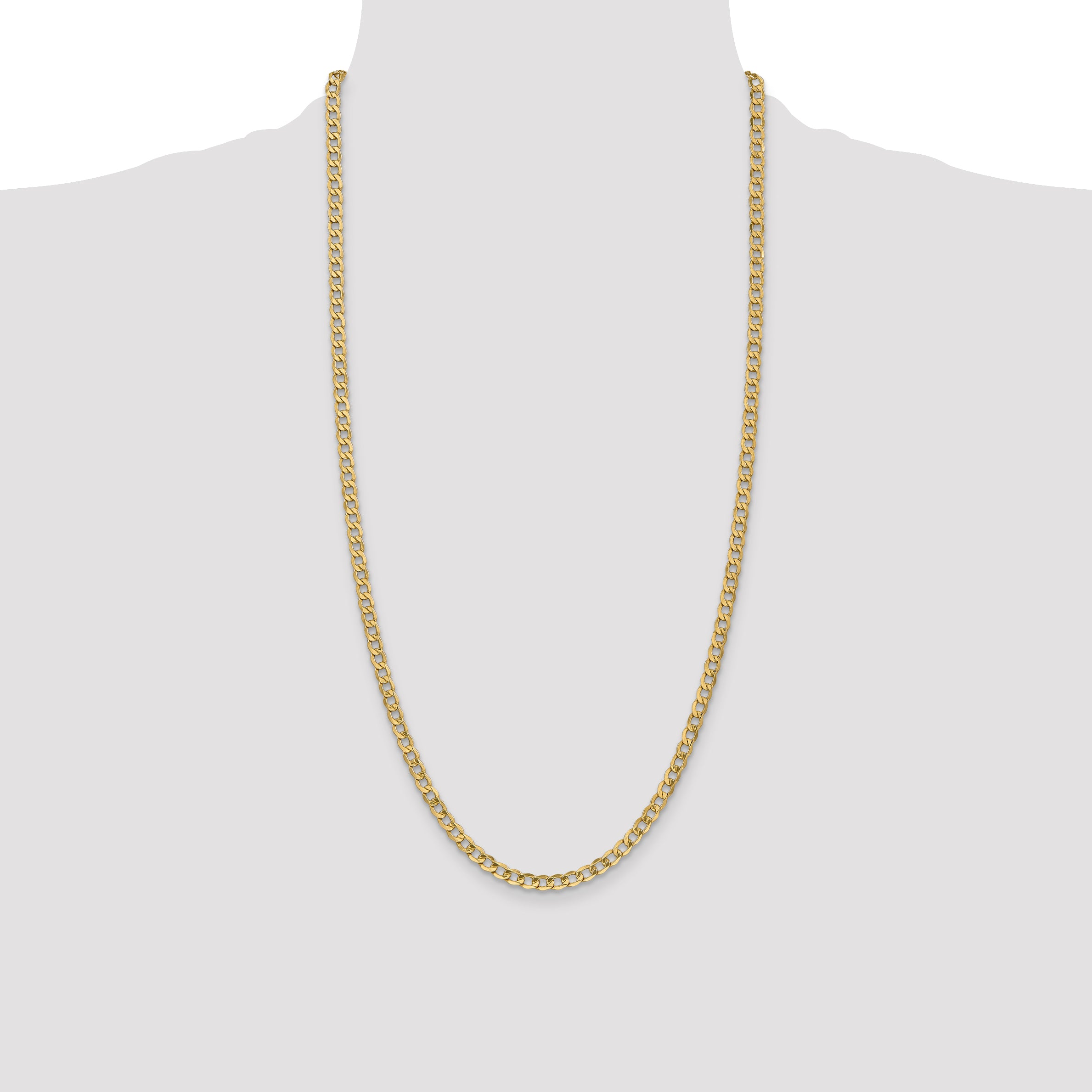 14K 28 inch 4.3mm Semi-Solid Curb with Lobster Clasp Chain