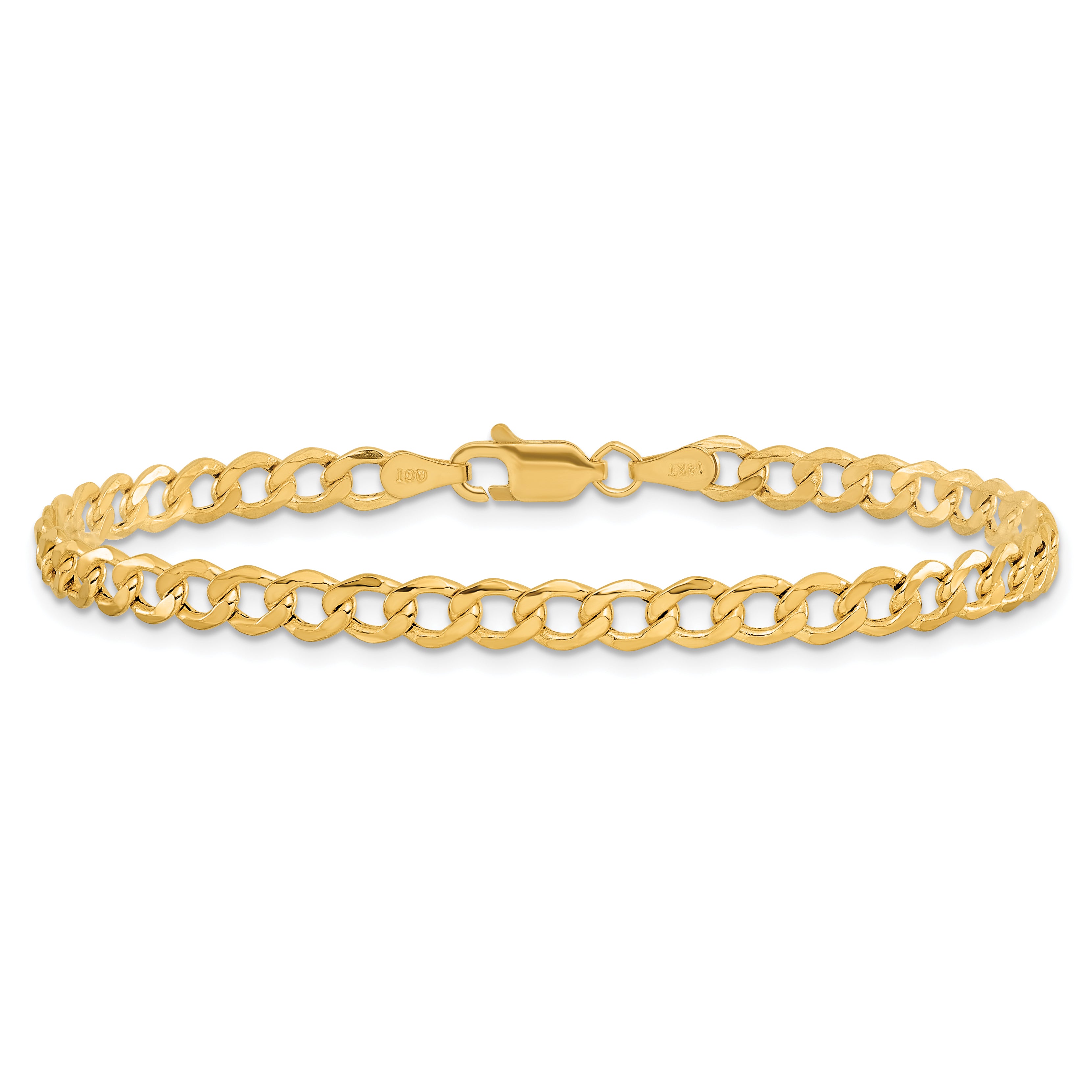 14K 9 inch 4.3mm Semi-Solid Curb with Lobster Clasp Anklet