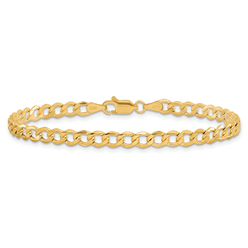 14K 9 inch 4.3mm Semi-Solid Curb with Lobster Clasp Anklet