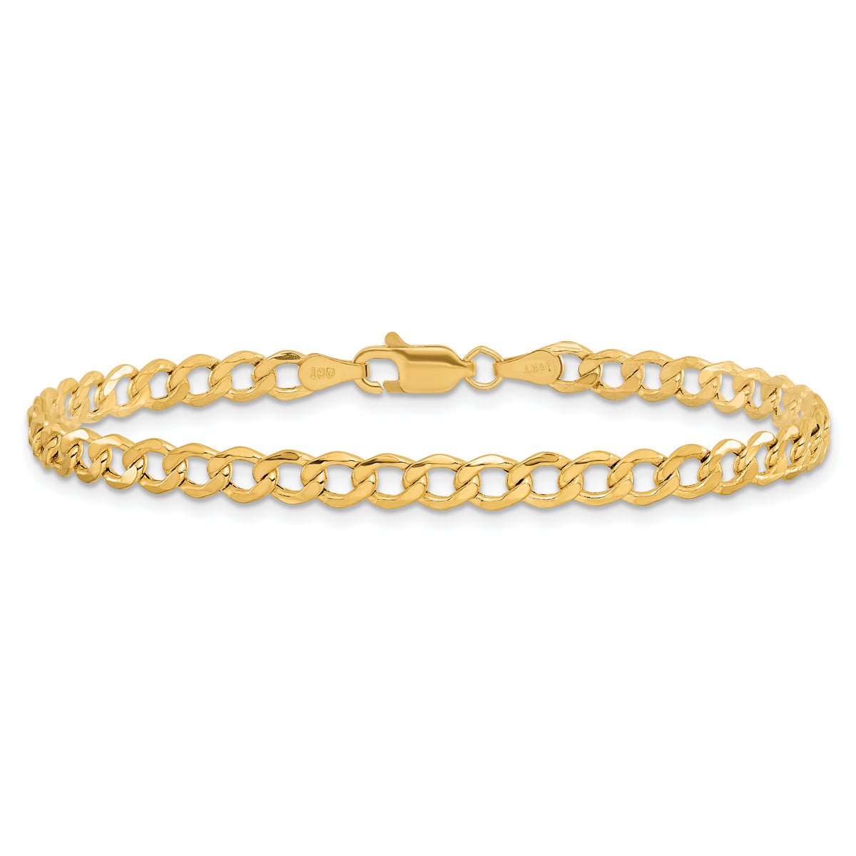 14K 7 inch 4.3mm Semi-Solid Curb with Lobster Clasp Bracelet