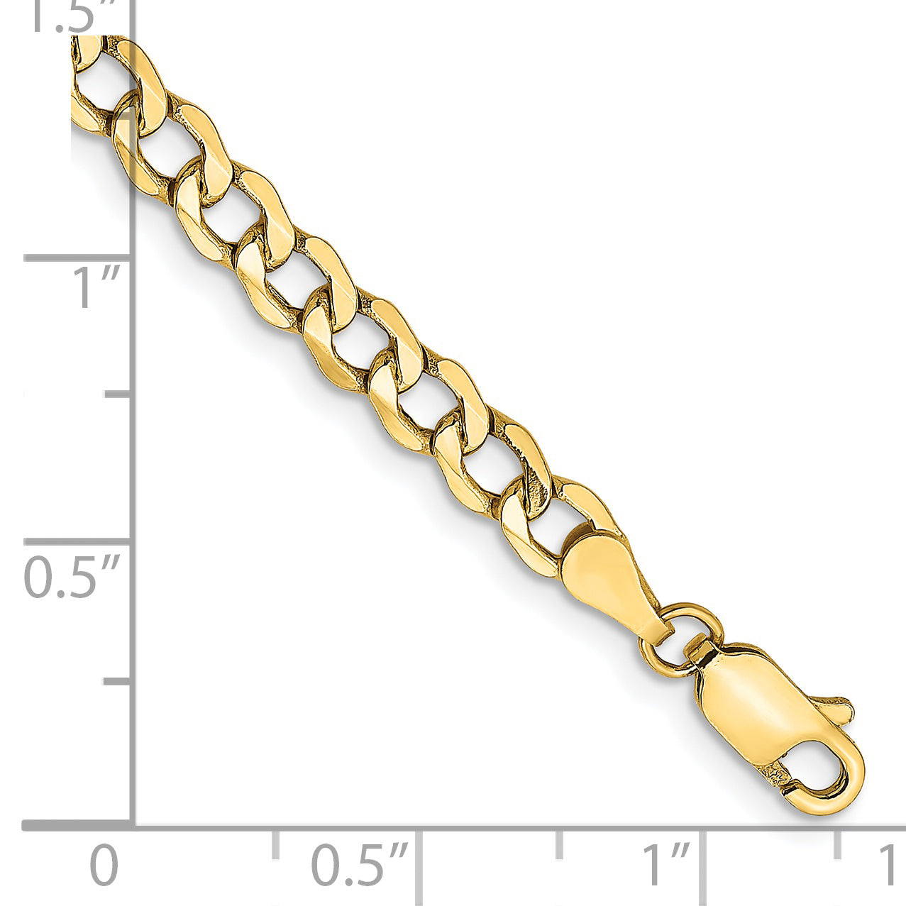14K 10 inch 4.3mm Semi-Solid Curb with Lobster Clasp Anklet