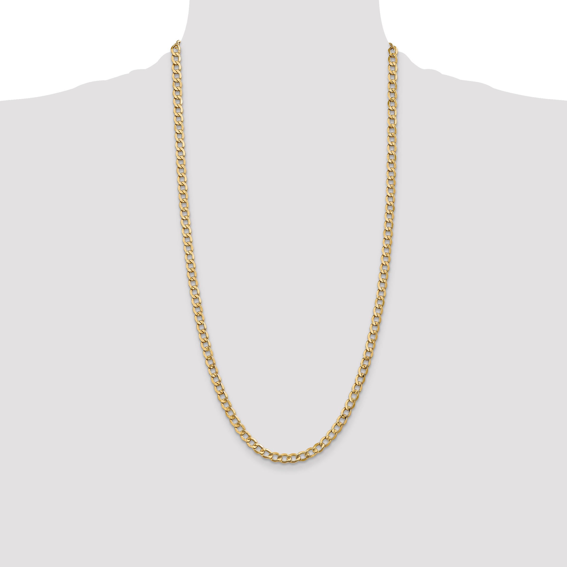 14K 28 inch 5.25mm Semi-Solid Curb with Lobster Clasp Chain