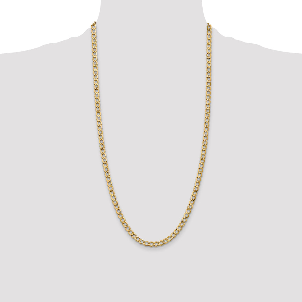 14K 28 inch 5.25mm Semi-Solid Curb with Lobster Clasp Chain