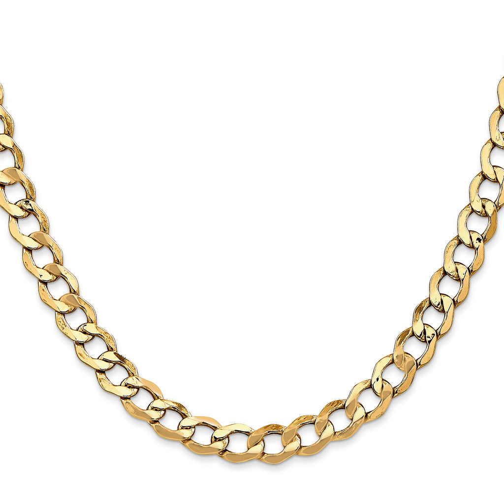 14K 26 inch 6.5mm Semi-Solid Curb with Lobster Clasp Chain
