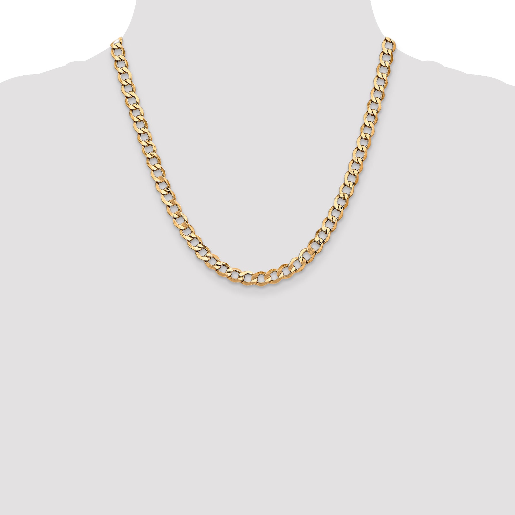 14K 20 inch 6.5mm Semi-Solid Curb with Lobster Clasp Chain