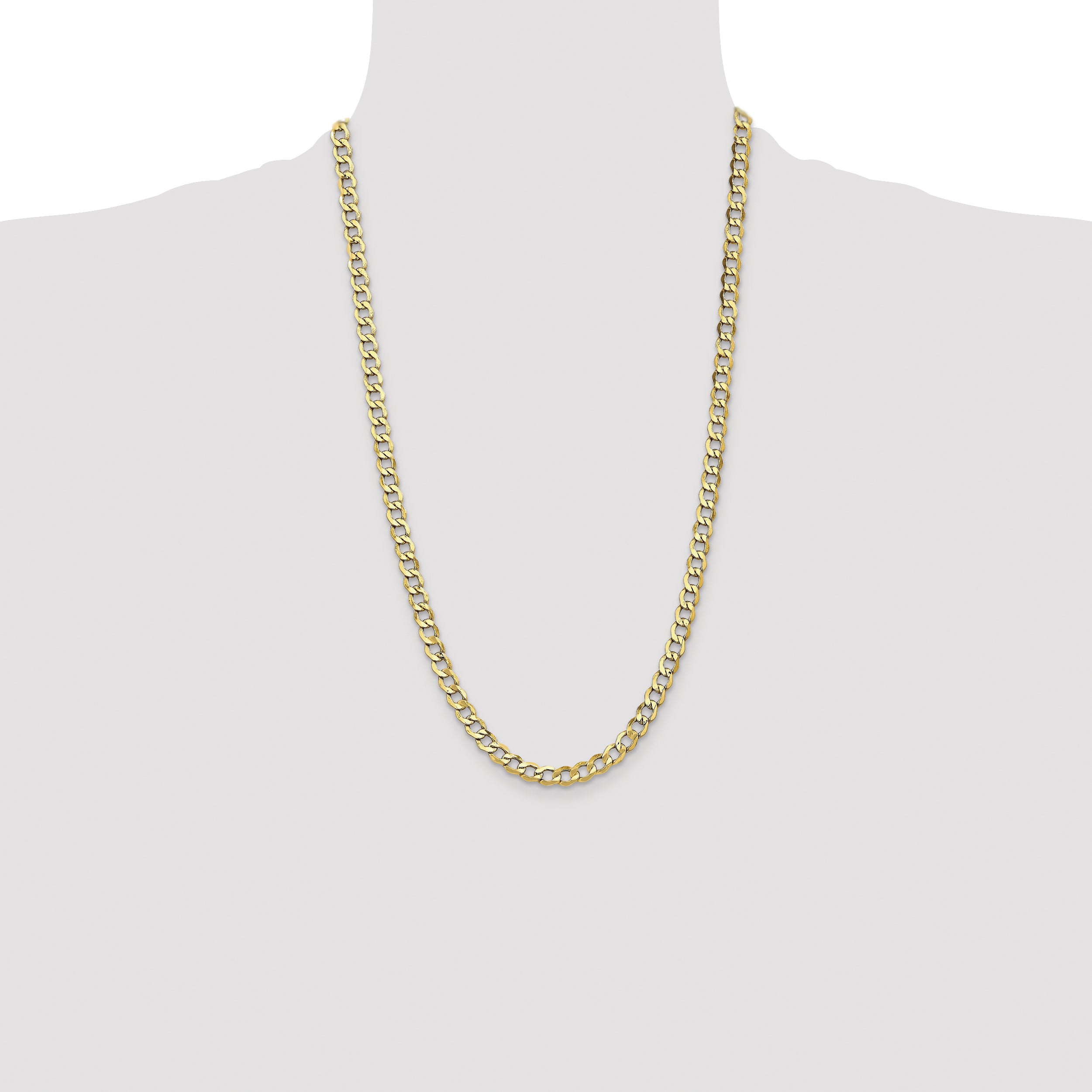 14K 26 inch 6.5mm Semi-Solid Curb with Lobster Clasp Chain