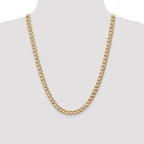 14K 24 inch 7mm Semi-Solid Curb with Lobster Clasp Chain