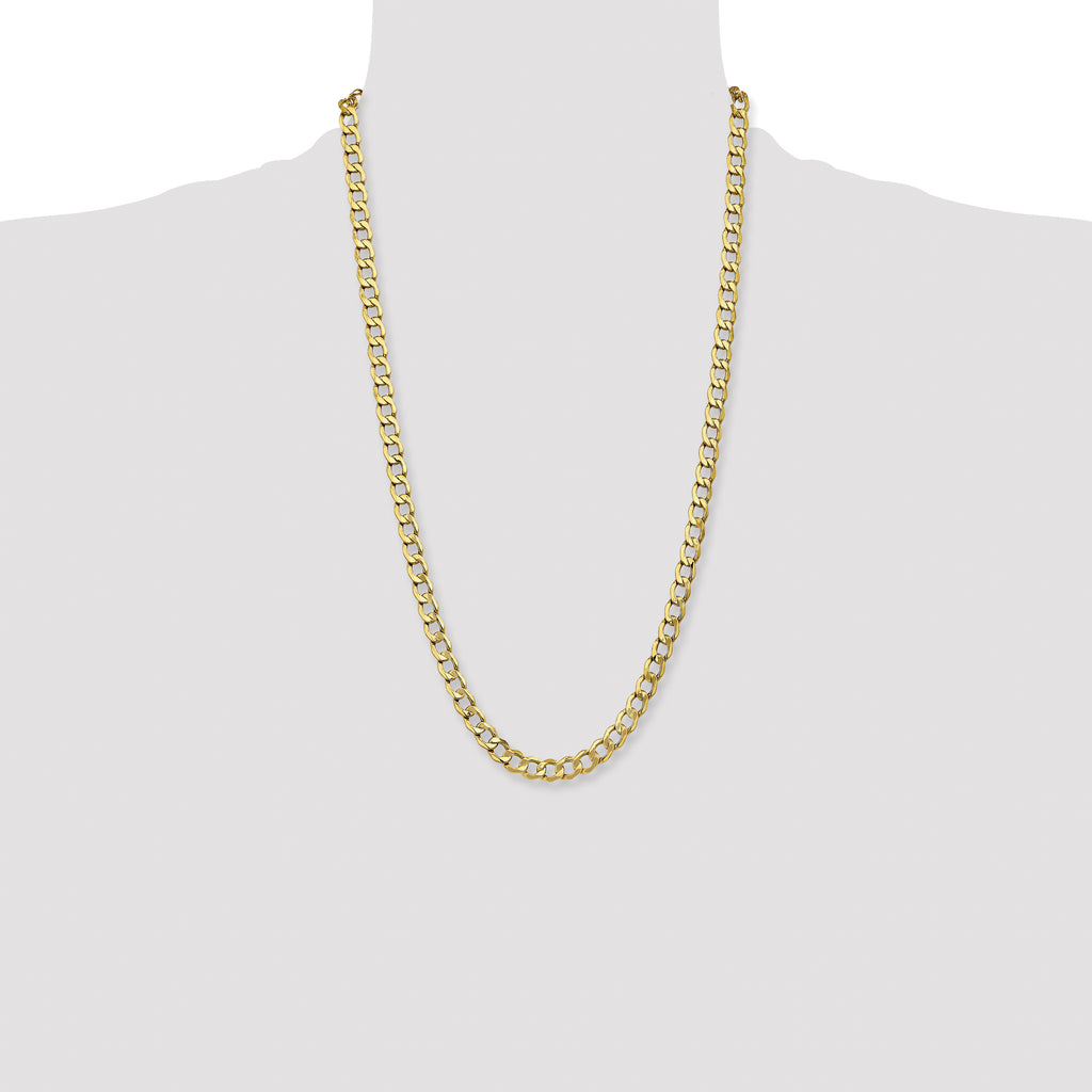 14K 26 inch 7mm Semi-Solid Curb with Lobster Clasp Chain