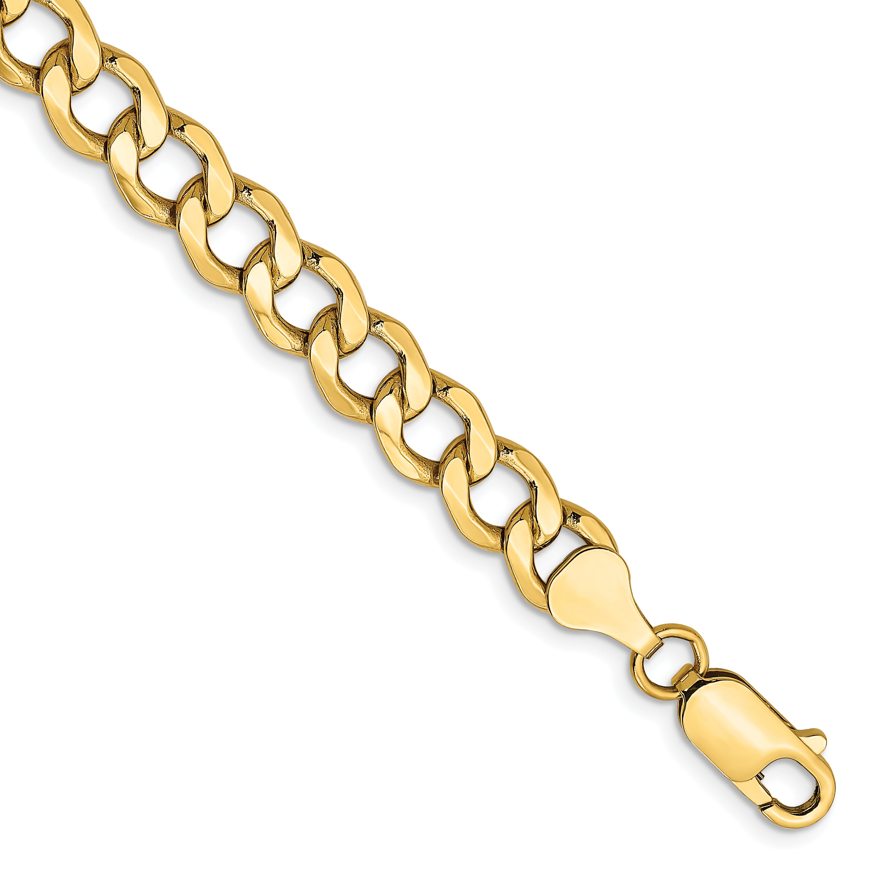 14K 9 inch 7mm Semi-Solid Curb with Lobster Clasp Chain Main image