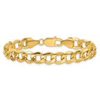 14K 8 inch 9mm Semi-Solid Curb with Lobster Clasp Bracelet