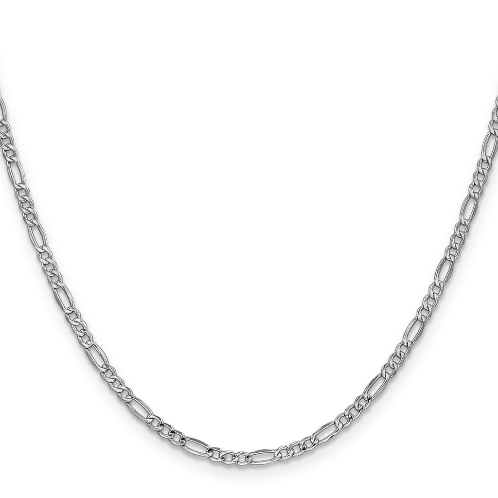14K White Gold Figaro Chain Necklace 2.5mm