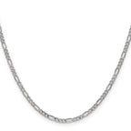 14K White Gold Figaro Chain Necklace 2.5mm