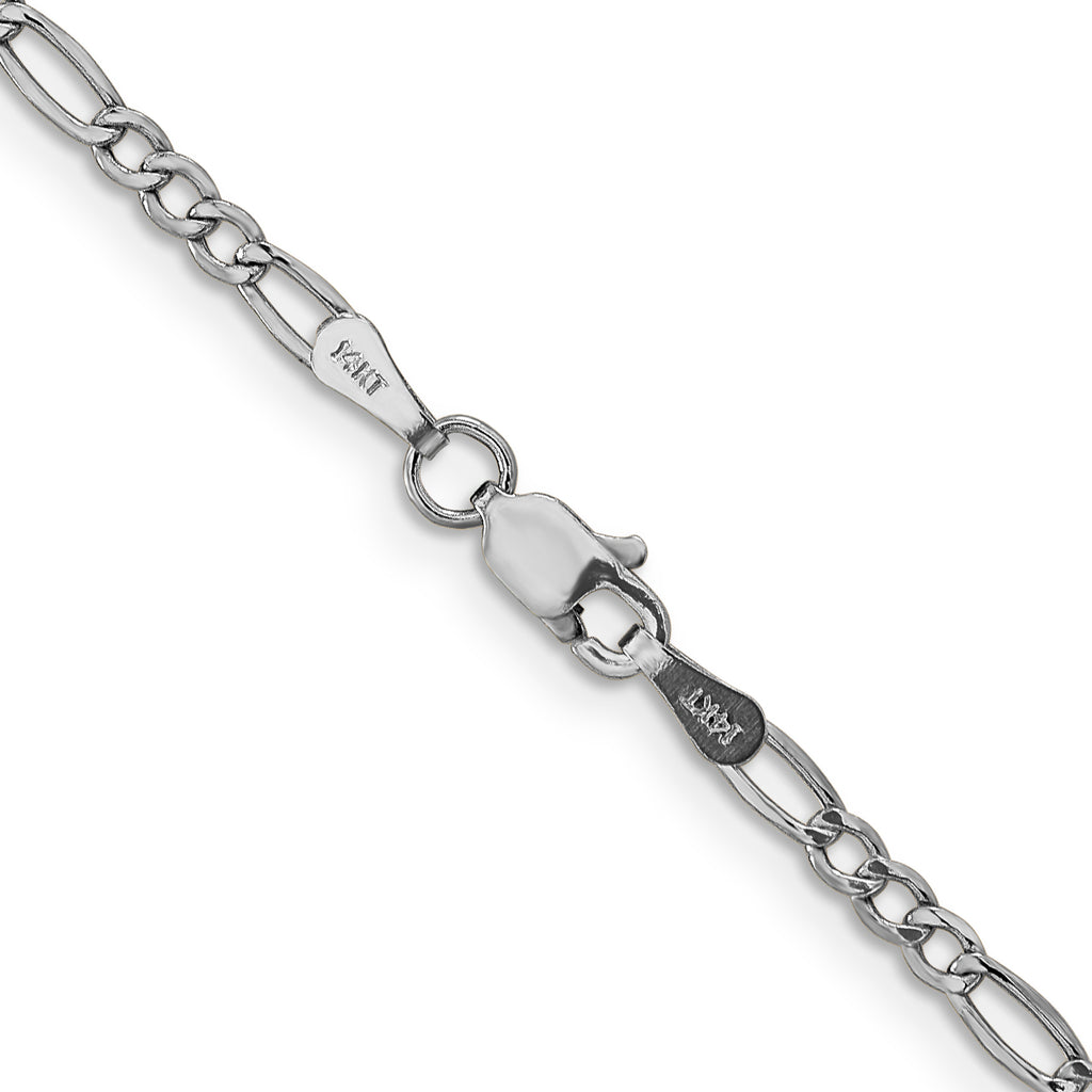 14K White Gold Figaro Chain Necklace 2.5mm