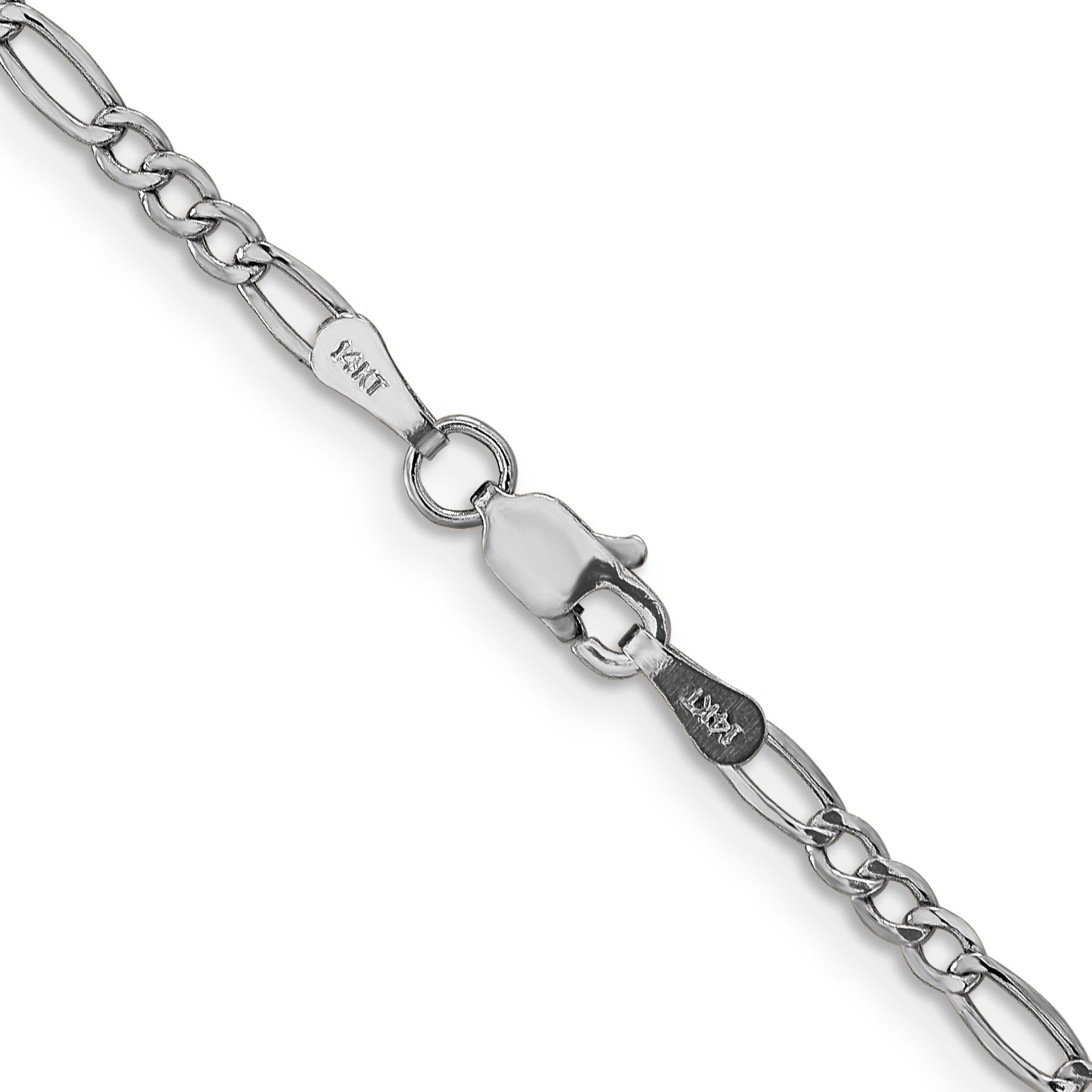 14K White Gold Figaro Chain Necklace 2.5mm