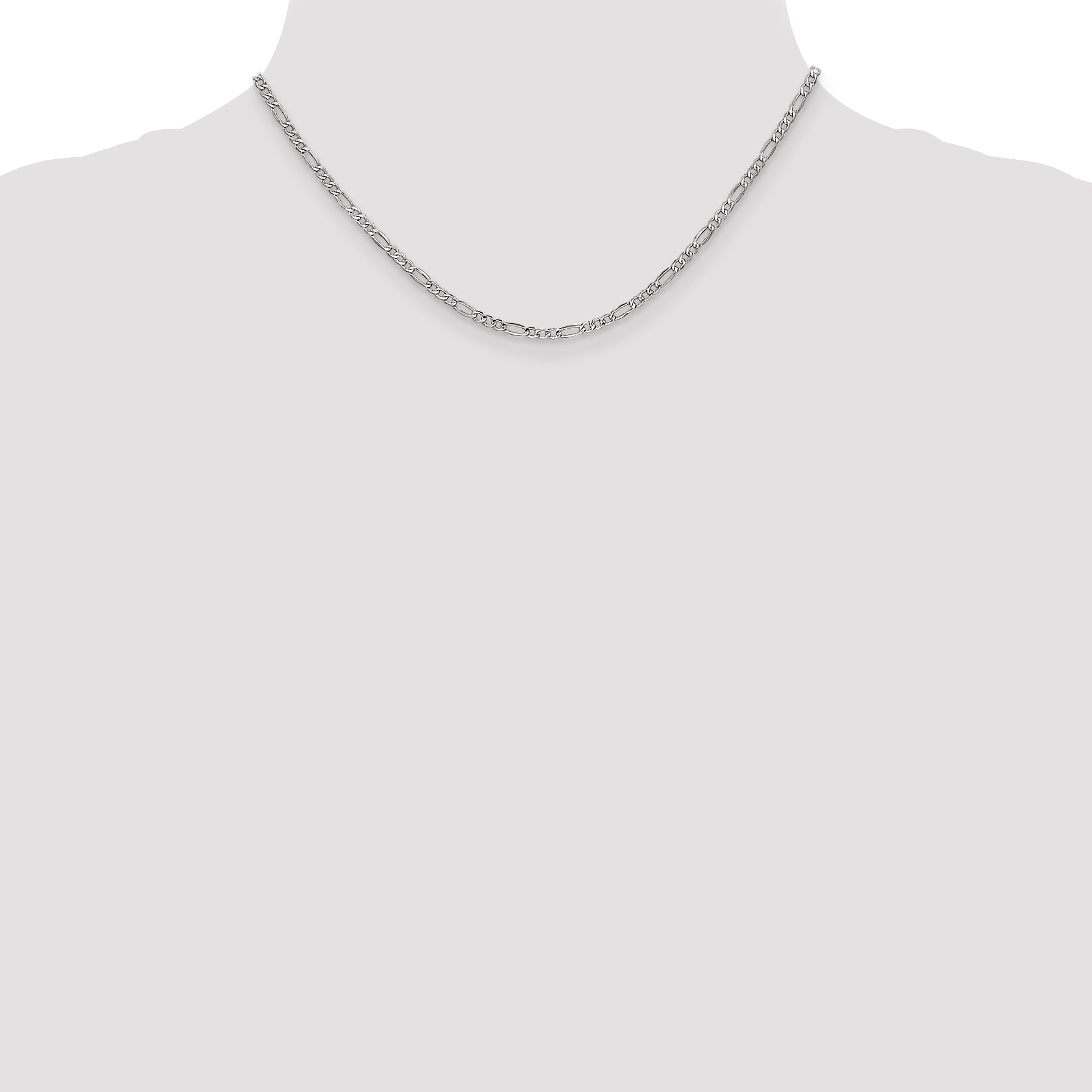 14K White Gold Figaro Chain Necklace 2.5mm