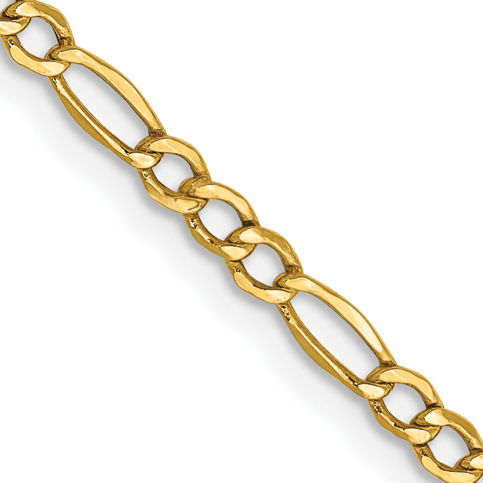 14K Yellow Gold Figaro Chain Necklace 2.5mm