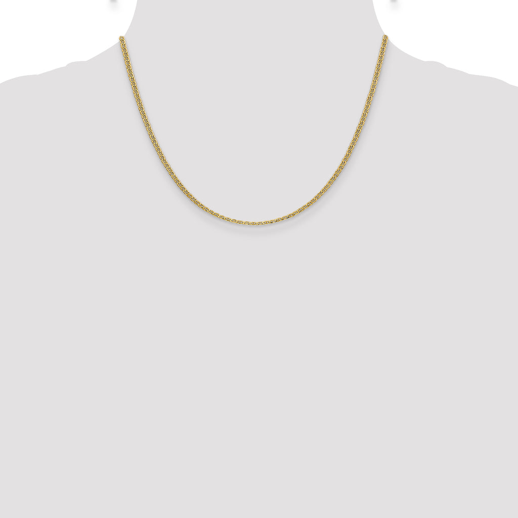 14K 18 inch 2.4mm Semi-Solid Anchor with Spring Ring Clasp Chain