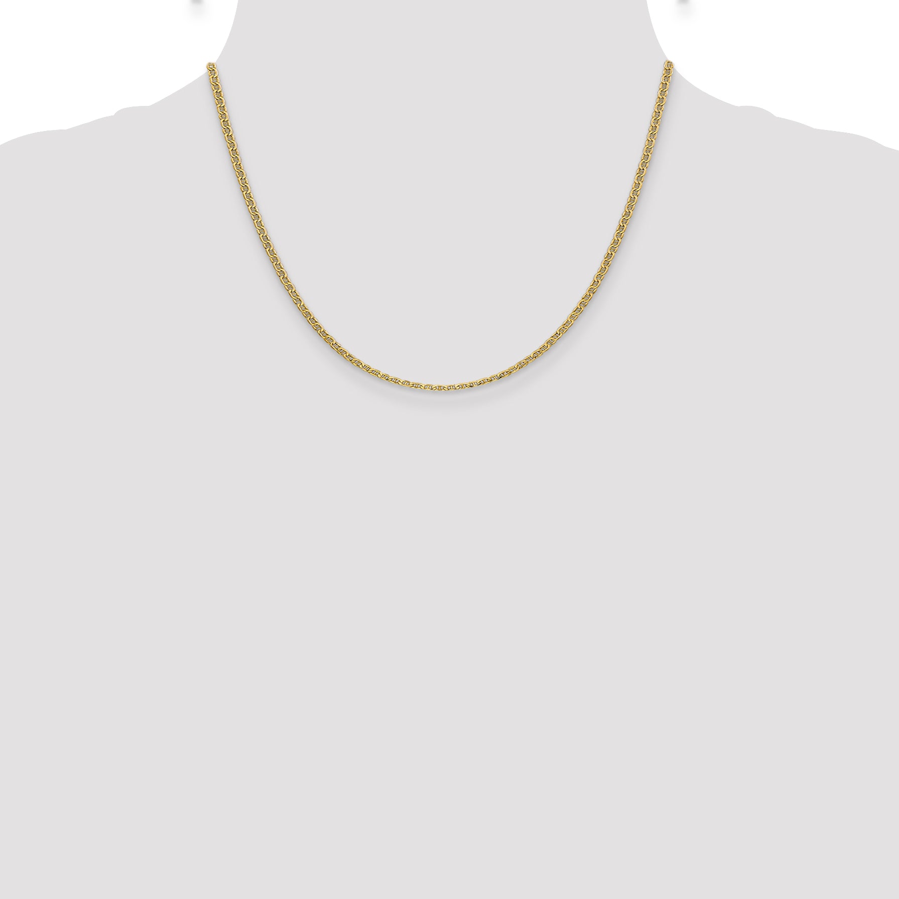 14K 18 inch 2.4mm Semi-Solid Anchor with Spring Ring Clasp Chain