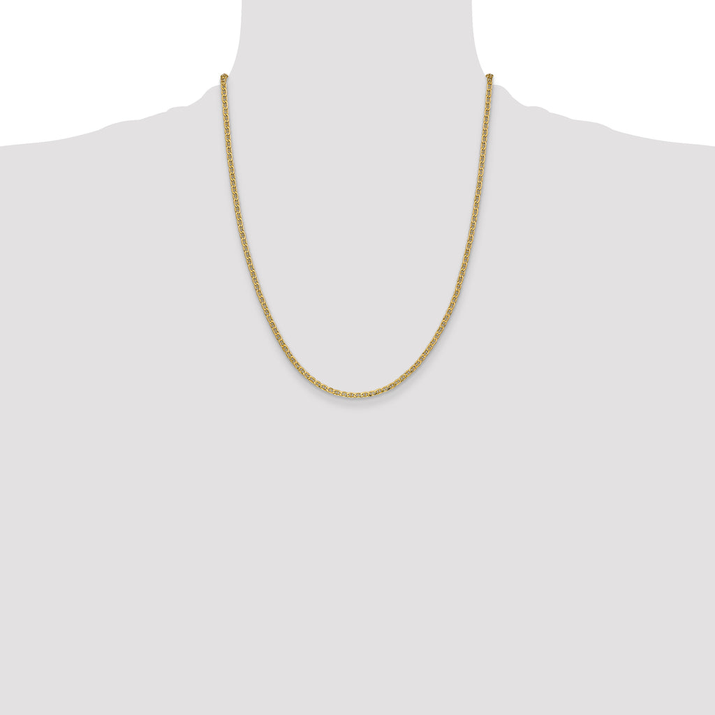 14K 22 inch 2.4mm Semi-Solid Anchor with Spring Ring Clasp Chain