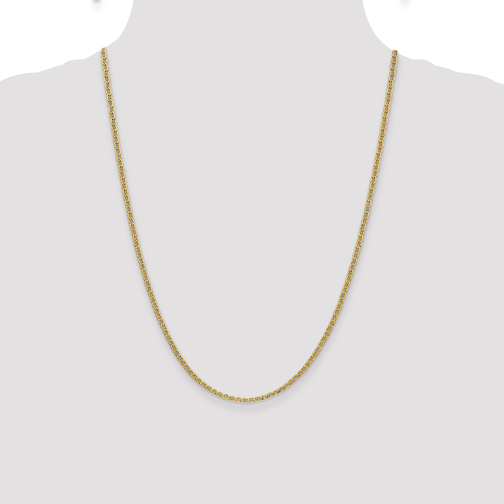 14K 24 inch 2.4mm Semi-Solid Anchor with Spring Ring Clasp Chain