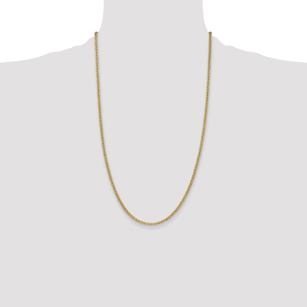 14K 26 inch 2.4mm Semi-Solid Anchor with Spring Ring Clasp Chain