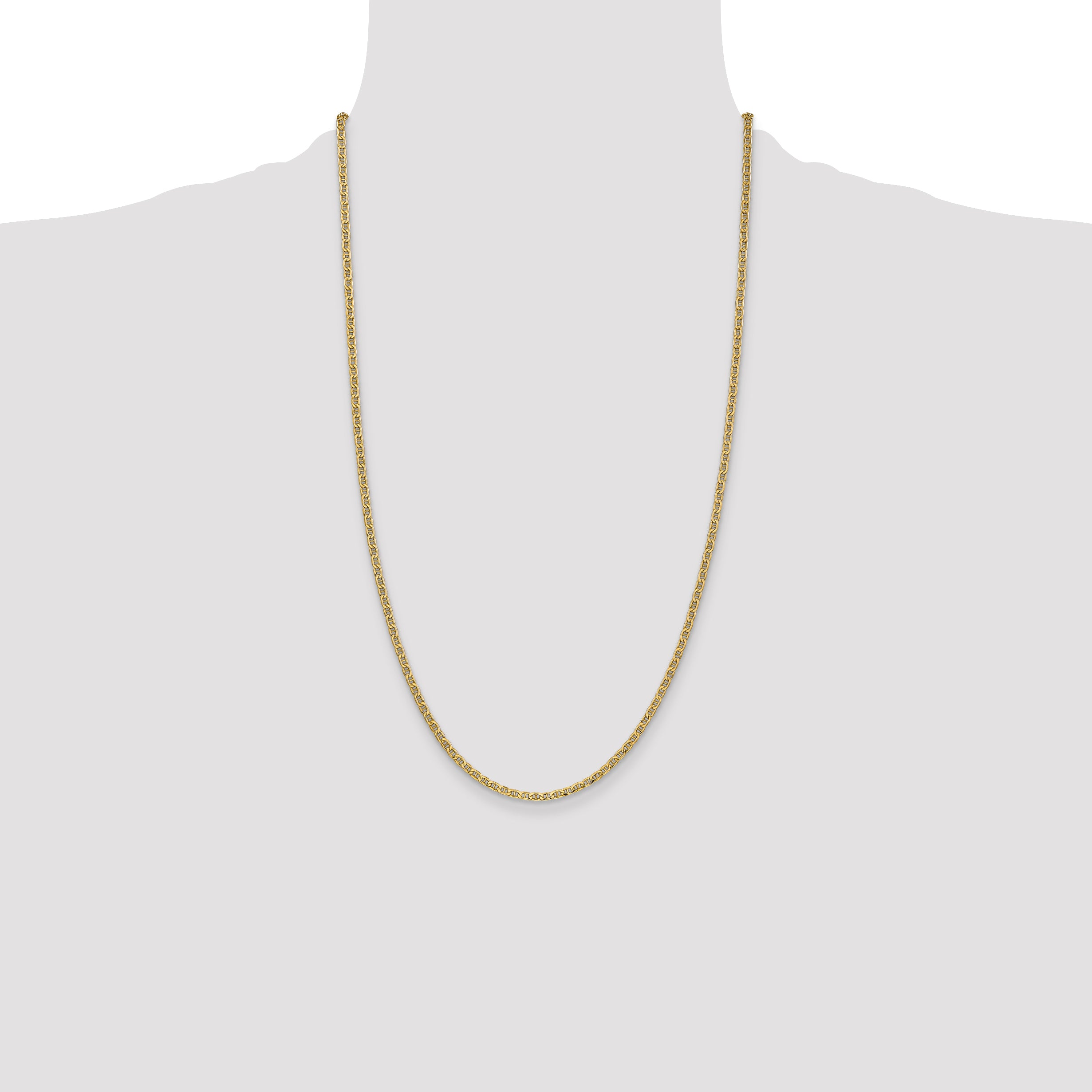 14K 26 inch 2.4mm Semi-Solid Anchor with Spring Ring Clasp Chain