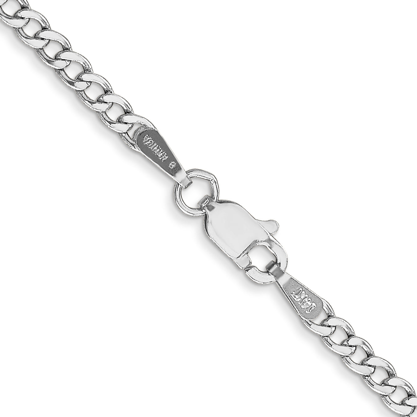 14K White Gold 26 inch 2.5mm Semi-Solid Curb with Lobster Clasp Chain