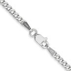 14K White Gold 26 inch 2.5mm Semi-Solid Curb with Lobster Clasp Chain