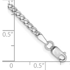14K White Gold 10 inch 2.5mm Semi-Solid Curb with Lobster Clasp Anklet
