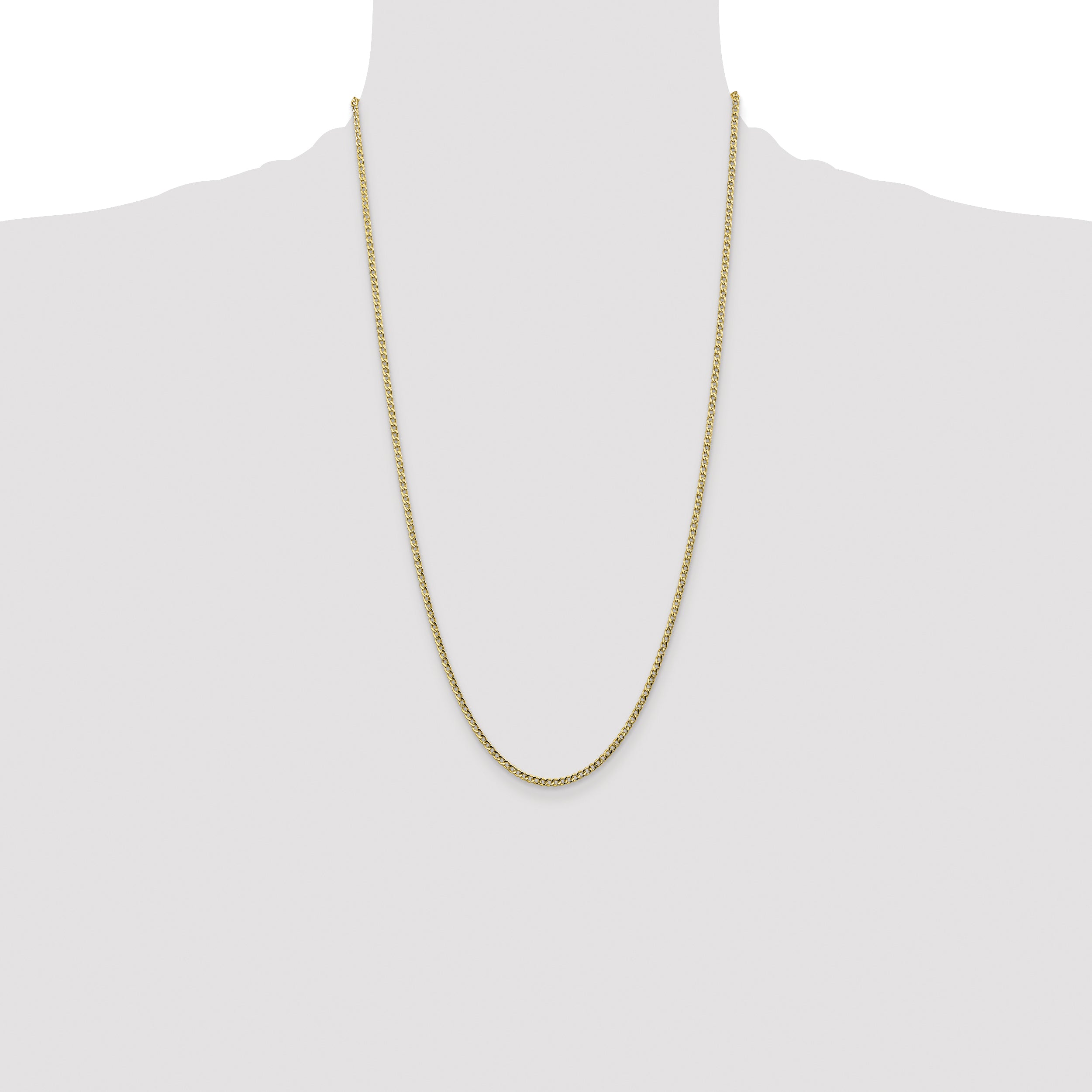 14K 26 inch 2.5mm Semi-Solid Curb with Lobster Clasp Chain