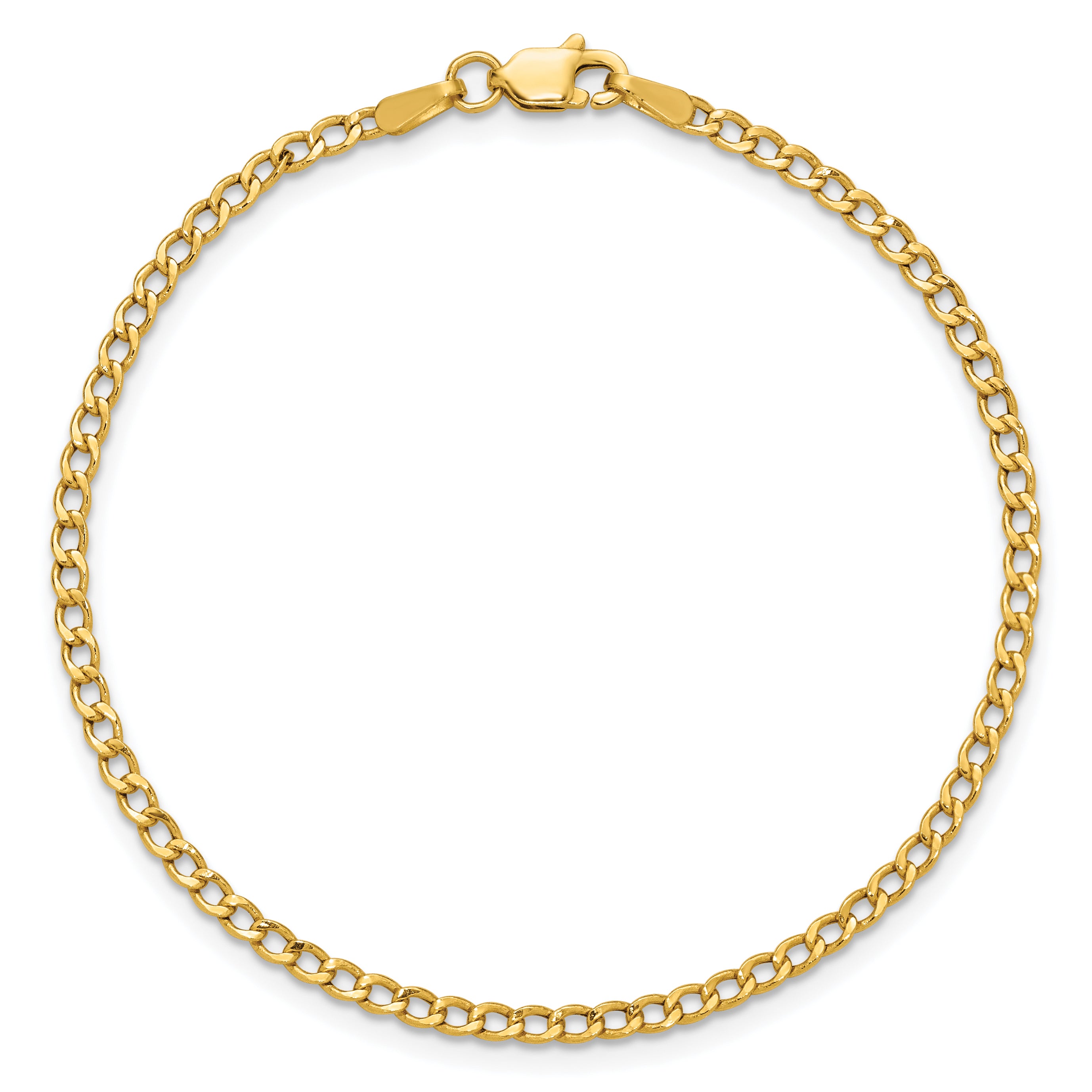 14K Yellow Gold Curb Chain Necklace 2.5mm