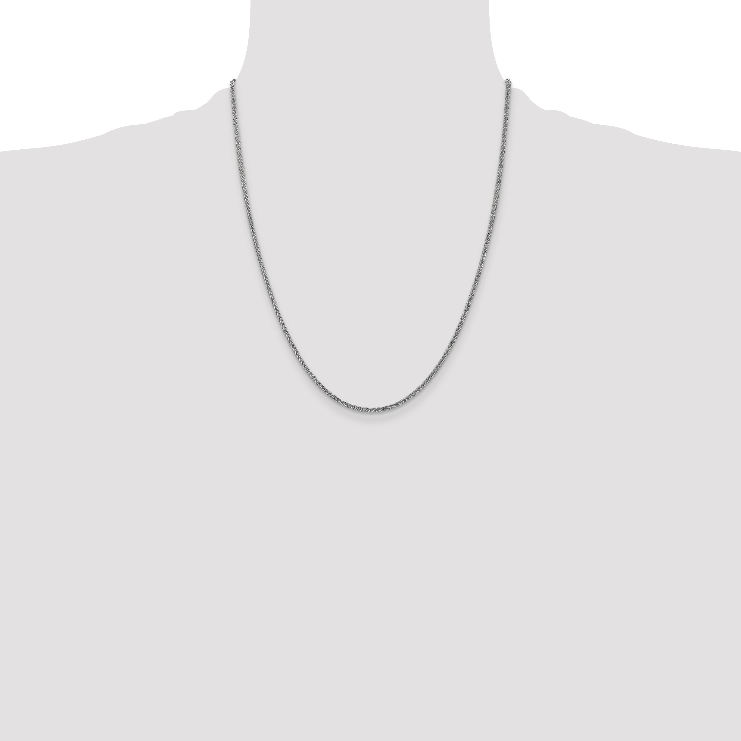 14K White Gold 22 inch 2mm Semi-Solid 3-Wire Wheat with Lobster Clasp Chain