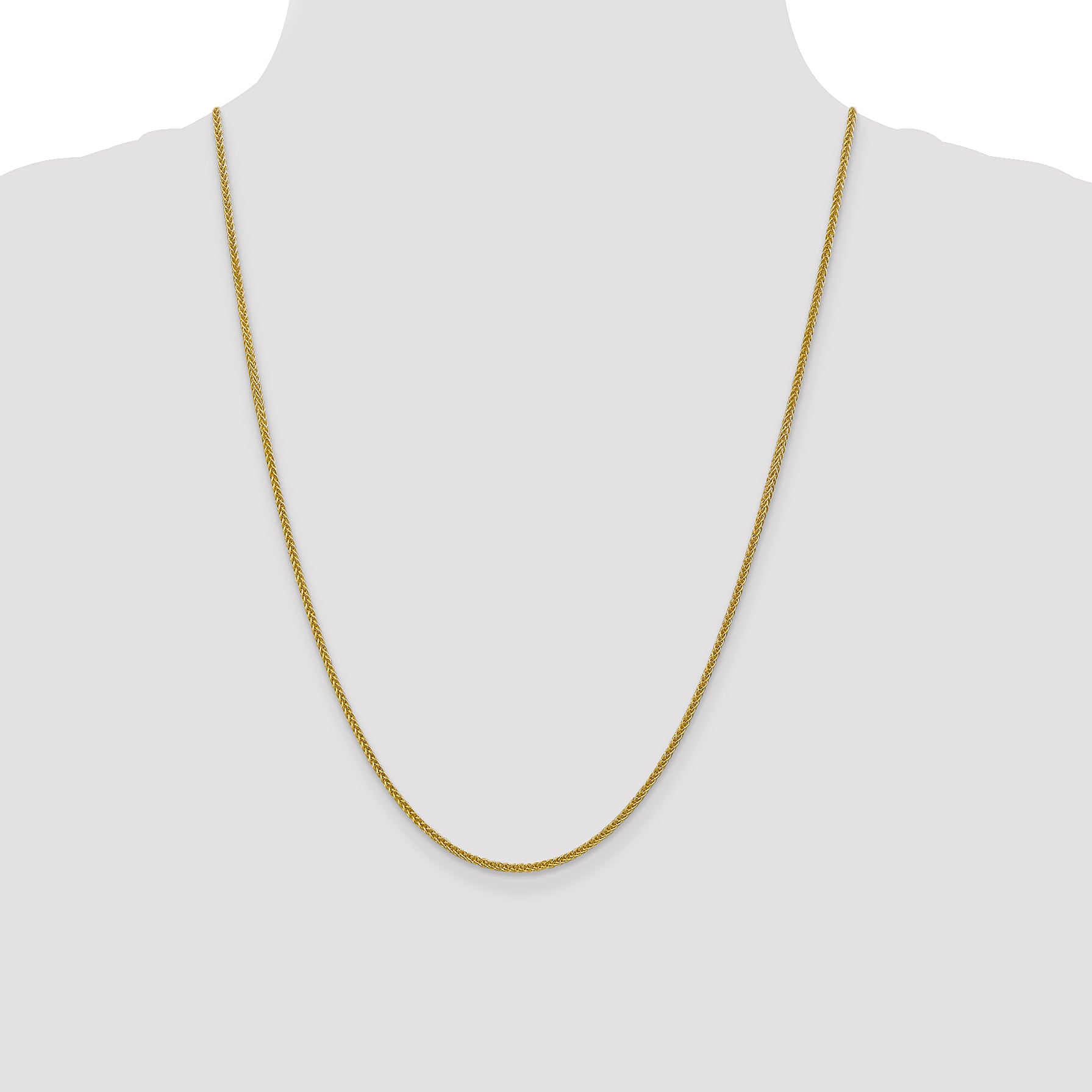 14K 24 inch 2mm Semi-Solid 3-Wire Wheat with Lobster Clasp Chain