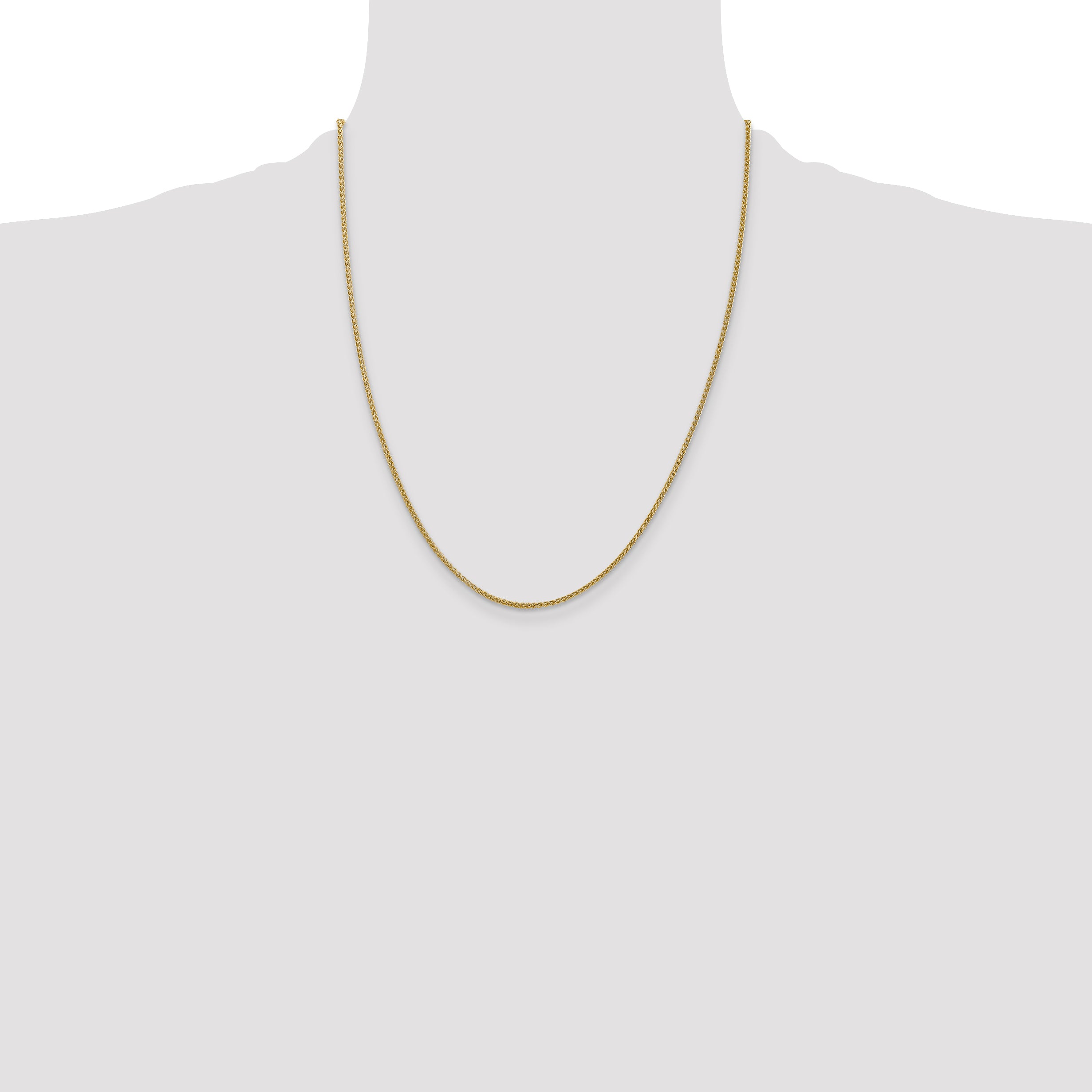 14K 22 inch 1.55mm Semi-Solid Wheat with Lobster Clasp Chain