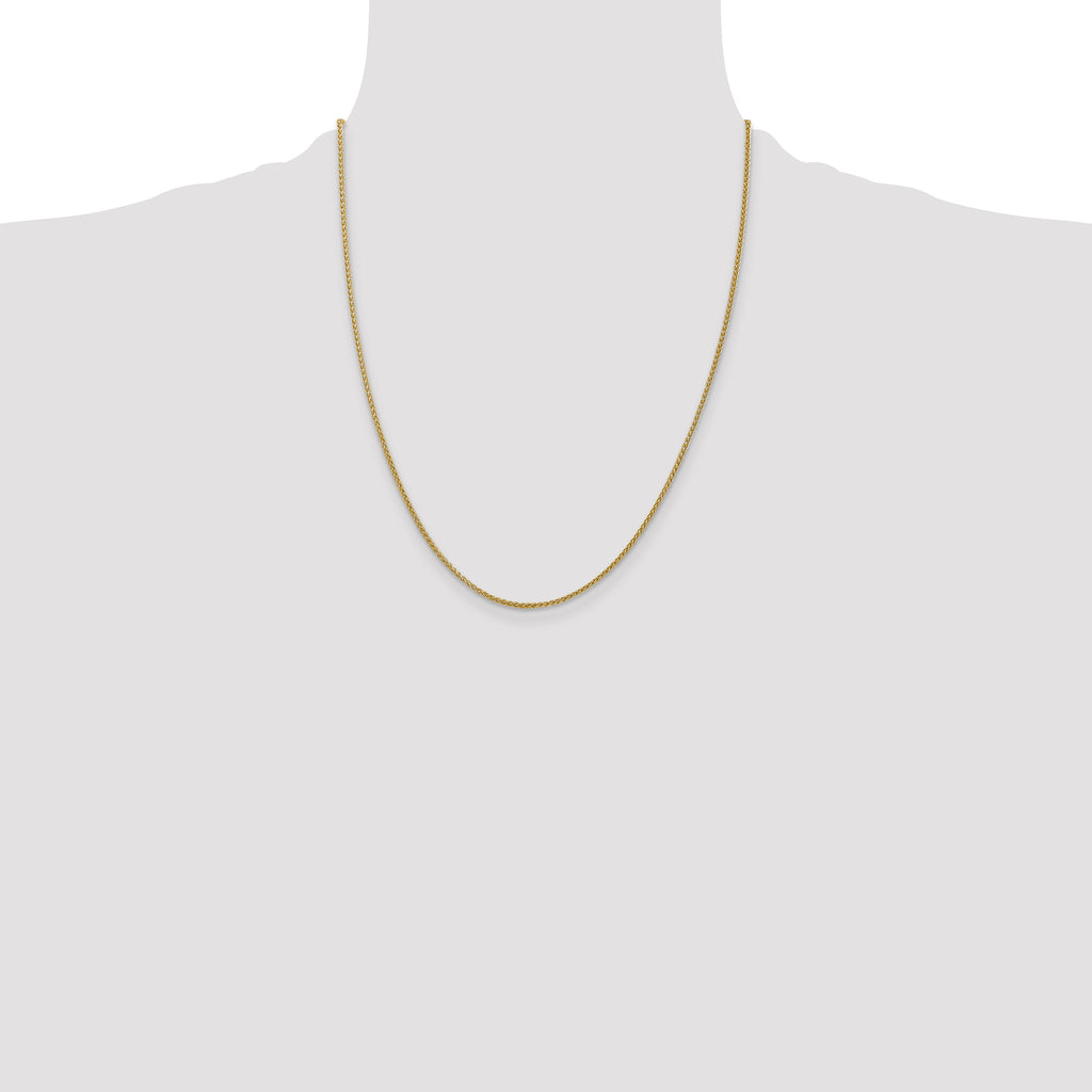 14K 22 inch 1.55mm Semi-Solid Wheat with Lobster Clasp Chain