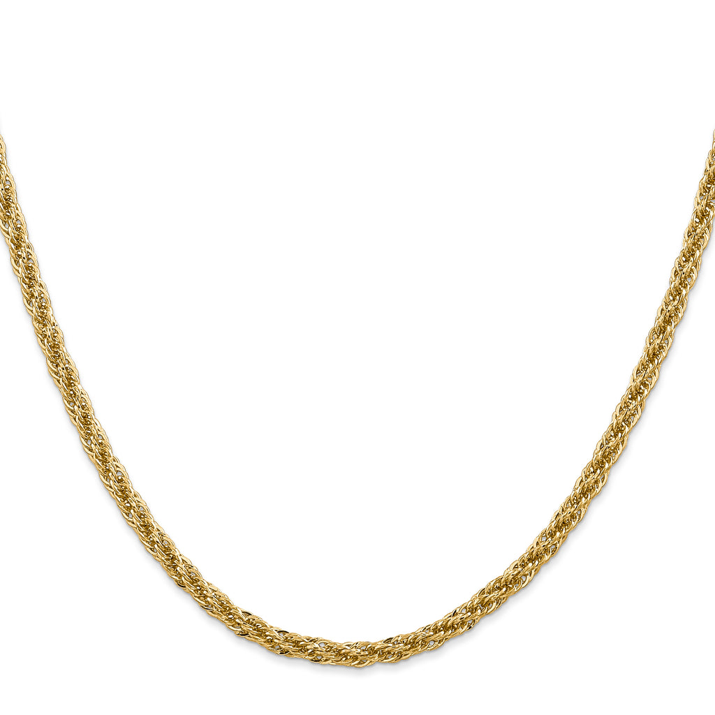 14K 24 inch 3.3mm Diamond-cut Semi Solid with Lobster Clasp Chain