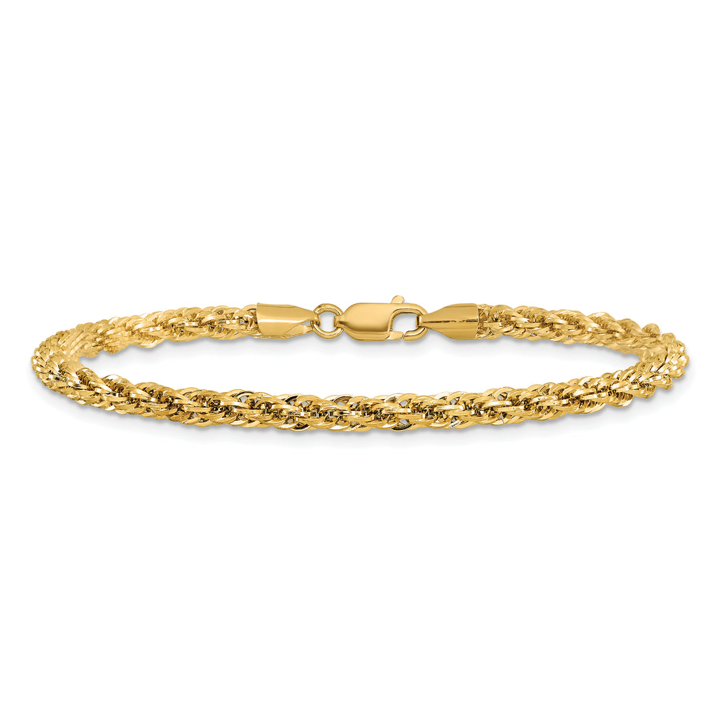 14K 7 inch 3.3mm Diamond-cut Semi Solid with Lobster Clasp Chain