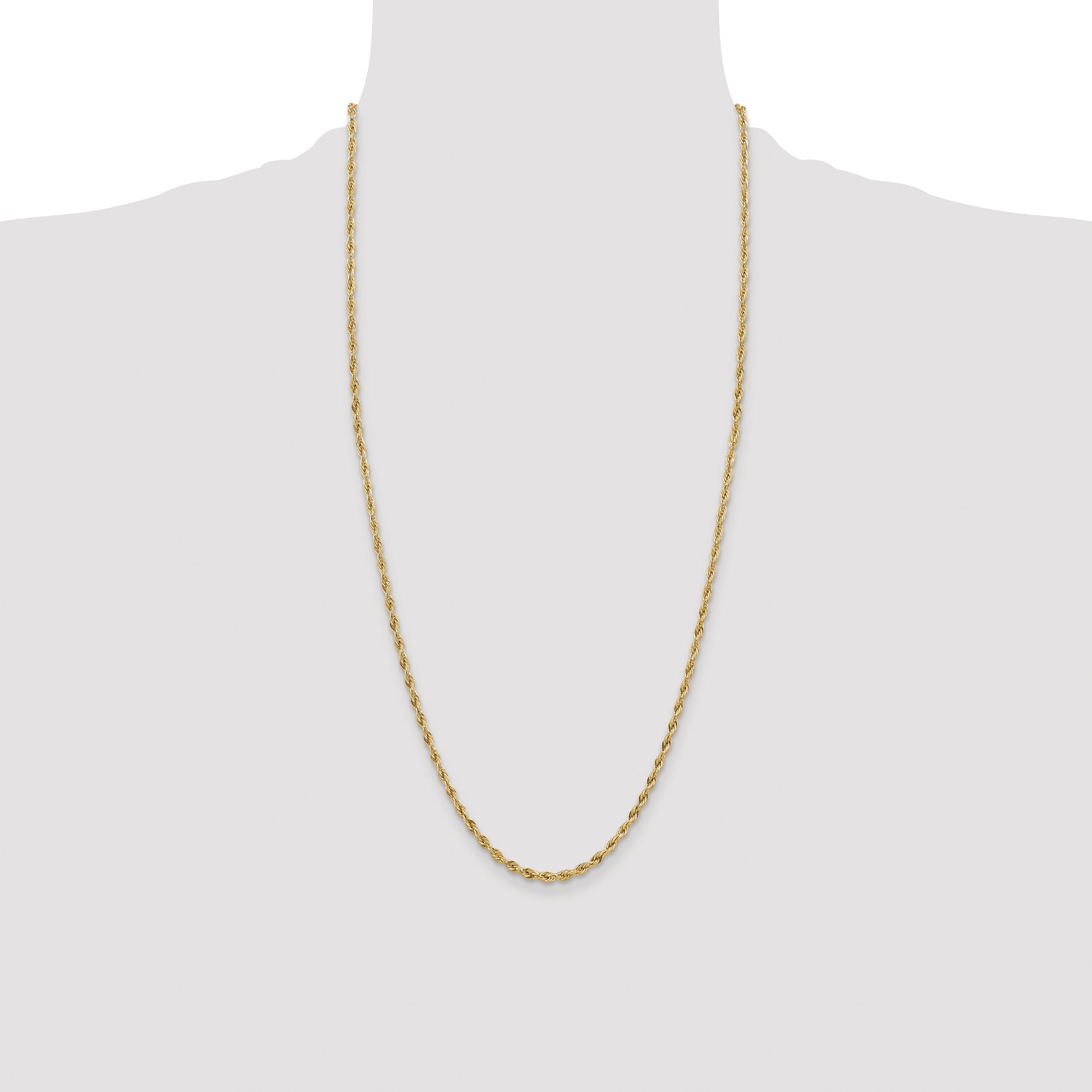 14K 28 inch 3mm Semi Solid Rope with Lobster Clasp Chain