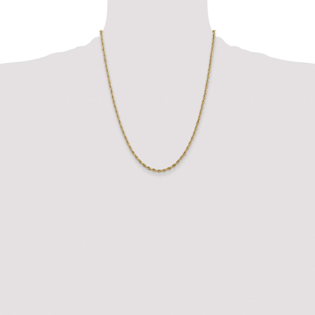 14K 22 inch 2.8mm Semi Solid Rope with Lobster Clasp Chain