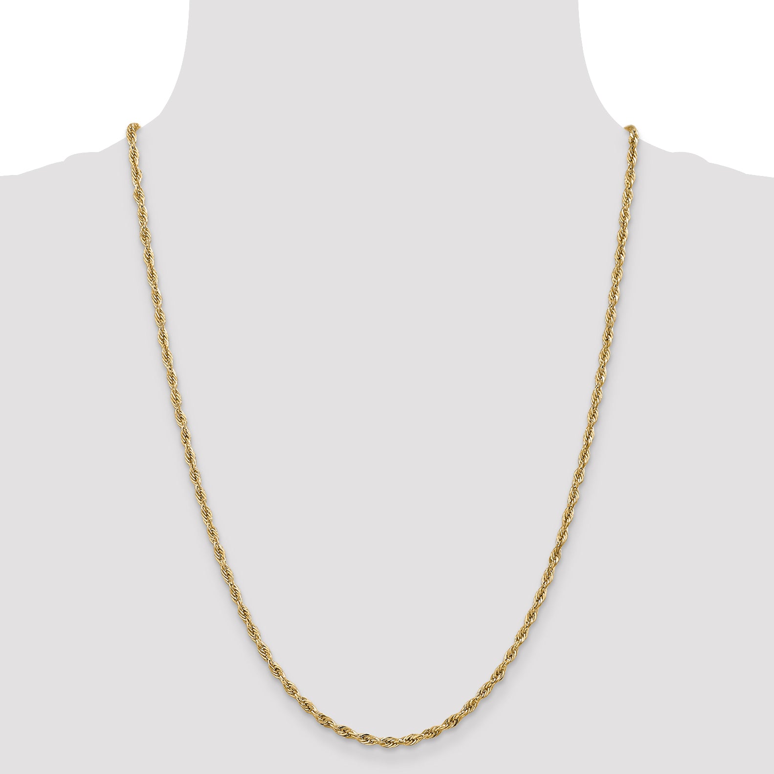 14K 24 inch 2.8mm Semi Solid Rope with Lobster Clasp Chain