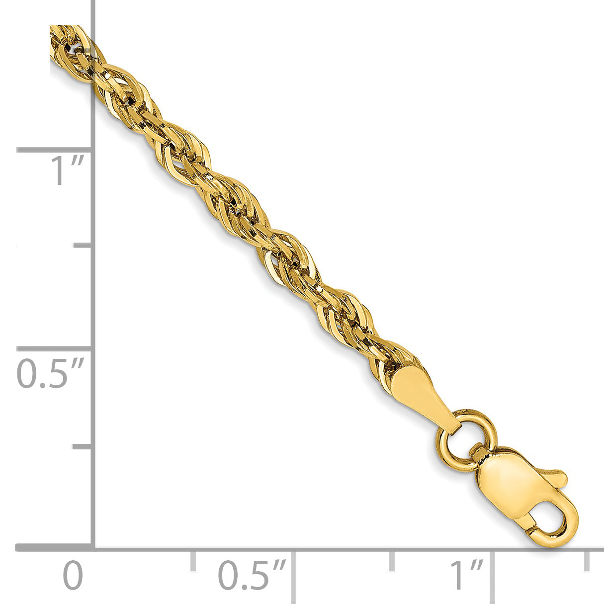 14K 10 inch 2.8mm Semi Solid Rope with Lobster Clasp Anklet