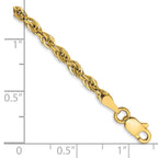 14K 10 inch 2.8mm Semi Solid Rope with Lobster Clasp Anklet